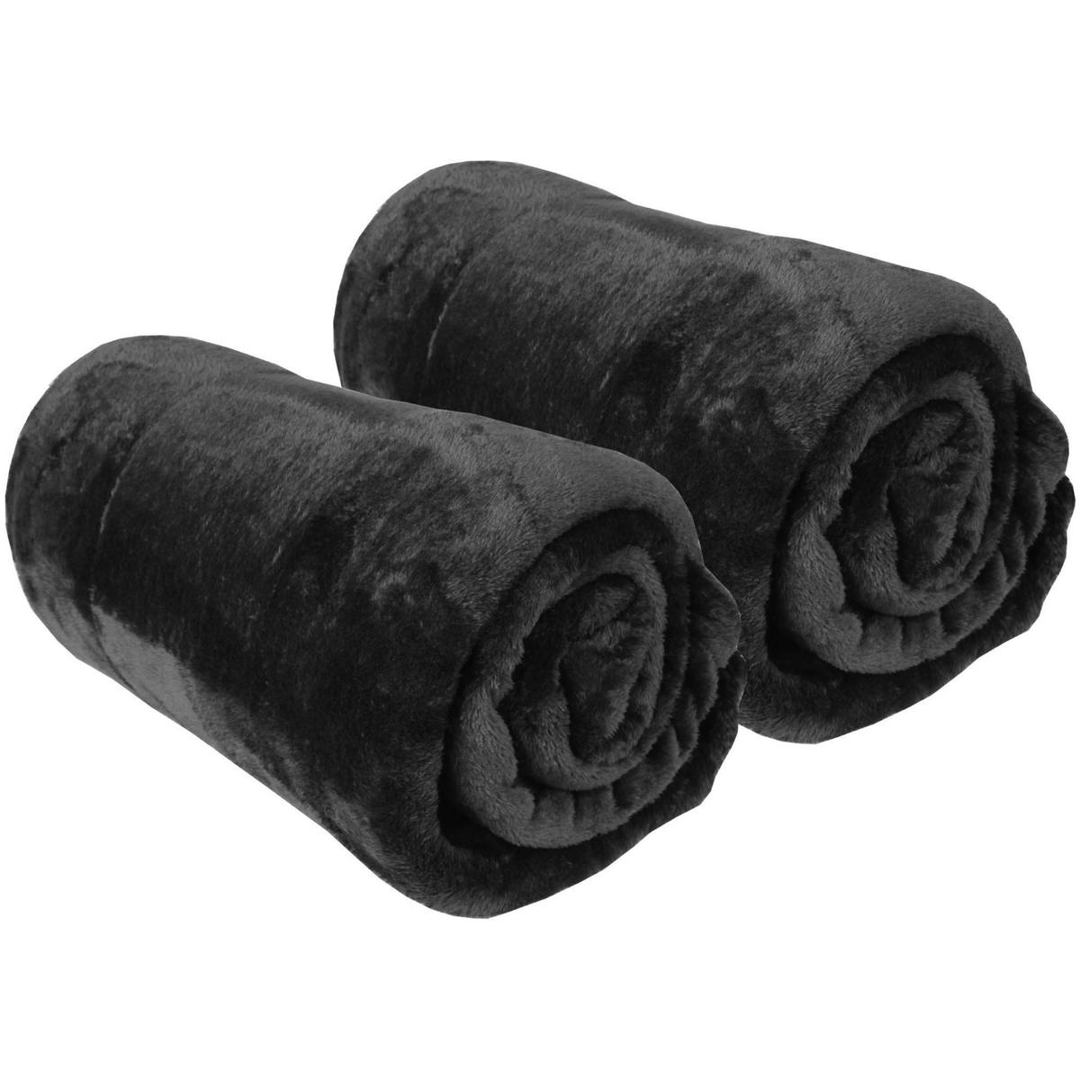 KUSCHELDECKE "Celina" 2er-Pack Schwarz 150x200 cm - Schwarz, Textil (150/200cm)