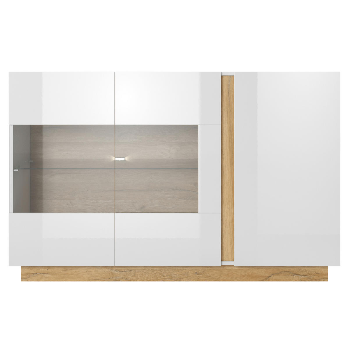 SIDEBOARD ANDEBU KOM1 Eingehärtetes Glas an der Front Weiß Weiß - Weiß, Glas/Holzwerkstoff (96/82/40cm) - Komodee