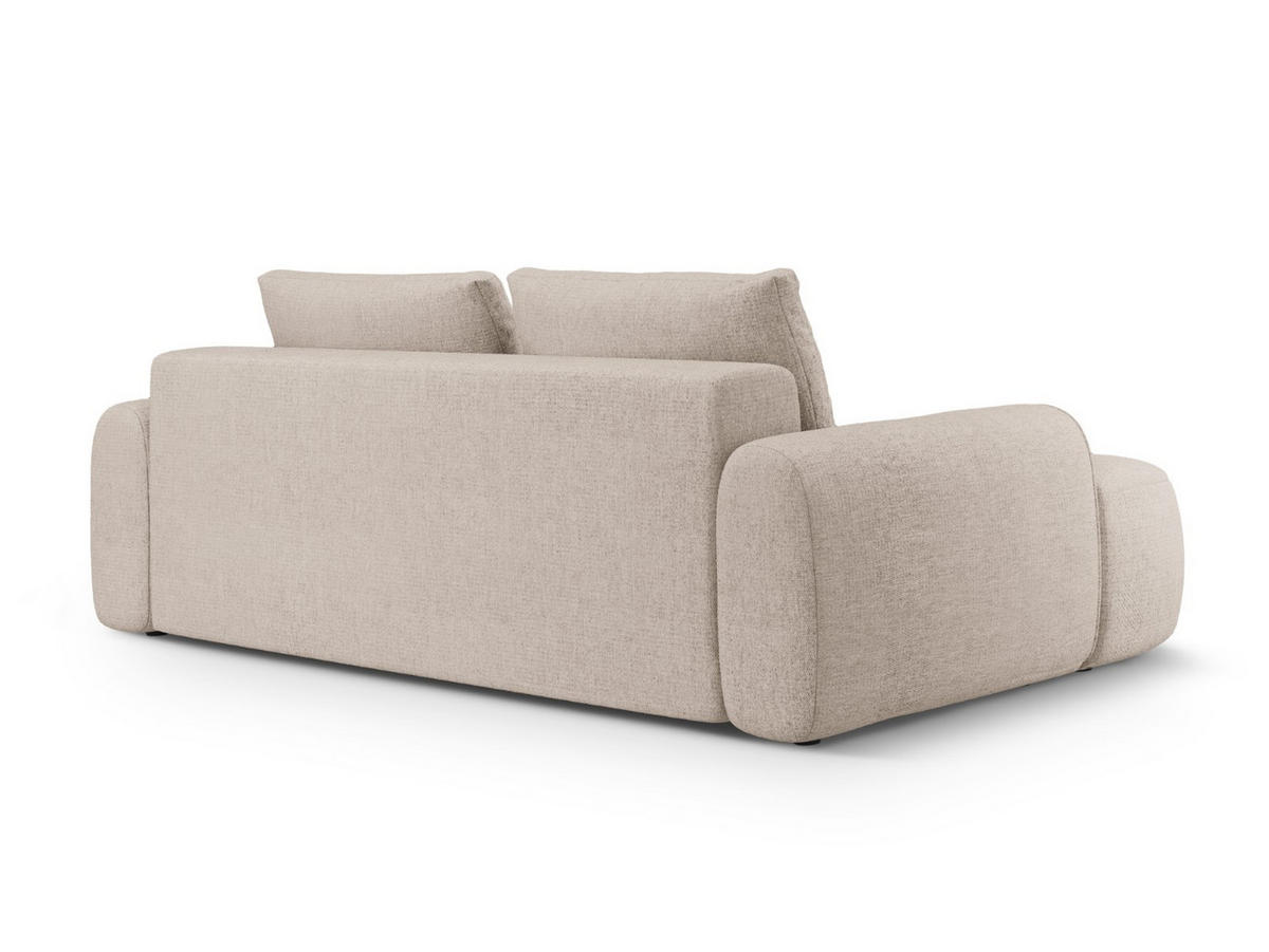 AUSKLAPPBARES-SOFA mit Bettkasten Linz aus strukturiertem Stoff sandfarben 4 Sitzplätze - Sandfarben, Textil (100/84/250cm) - Cosmopolitan Design