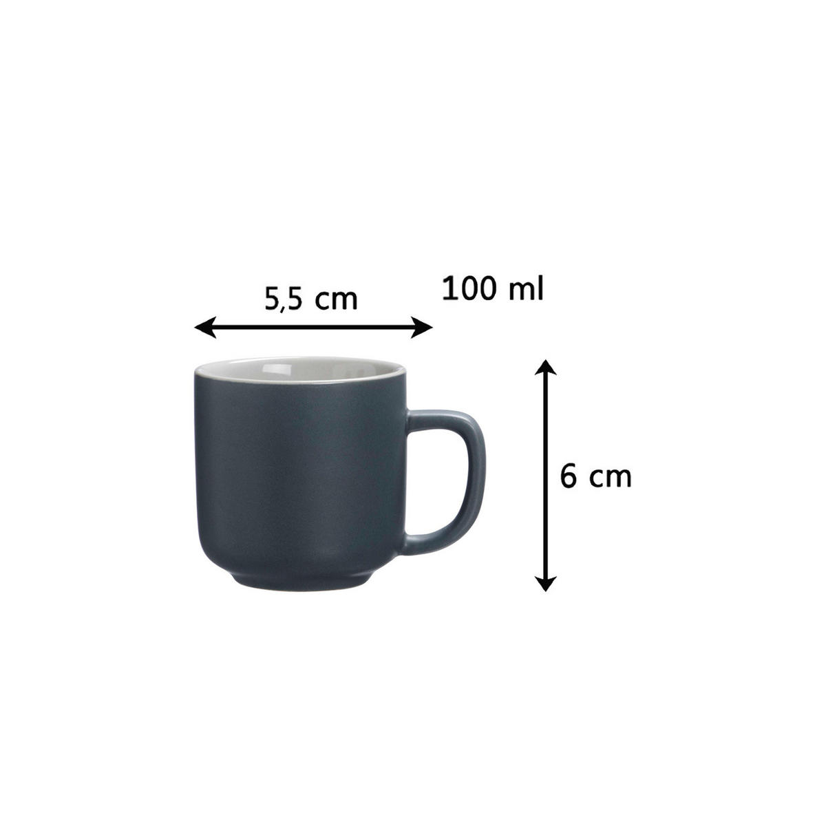 ESPRESSOTASSEN MIT UNTERTASSEN Jasper Grau 100 ml 4er Set - Grau, Keramik (1/1/1cm) - Ritzenhoff Breker