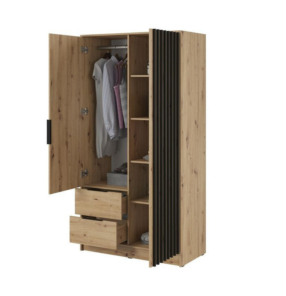 KLEIDERSCHRANK – 105 cm – Nelly – Eiche - Eiche Artisan, Holzwerkstoff (105/200/51cm) - hi-markt