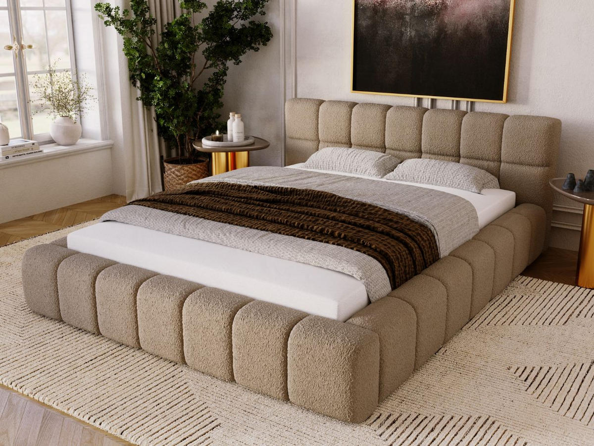 POLSTERBETT Alicante Bouclé-Stoff 180x200 Braun - Braun, Textil (180/200cm) - Graingold