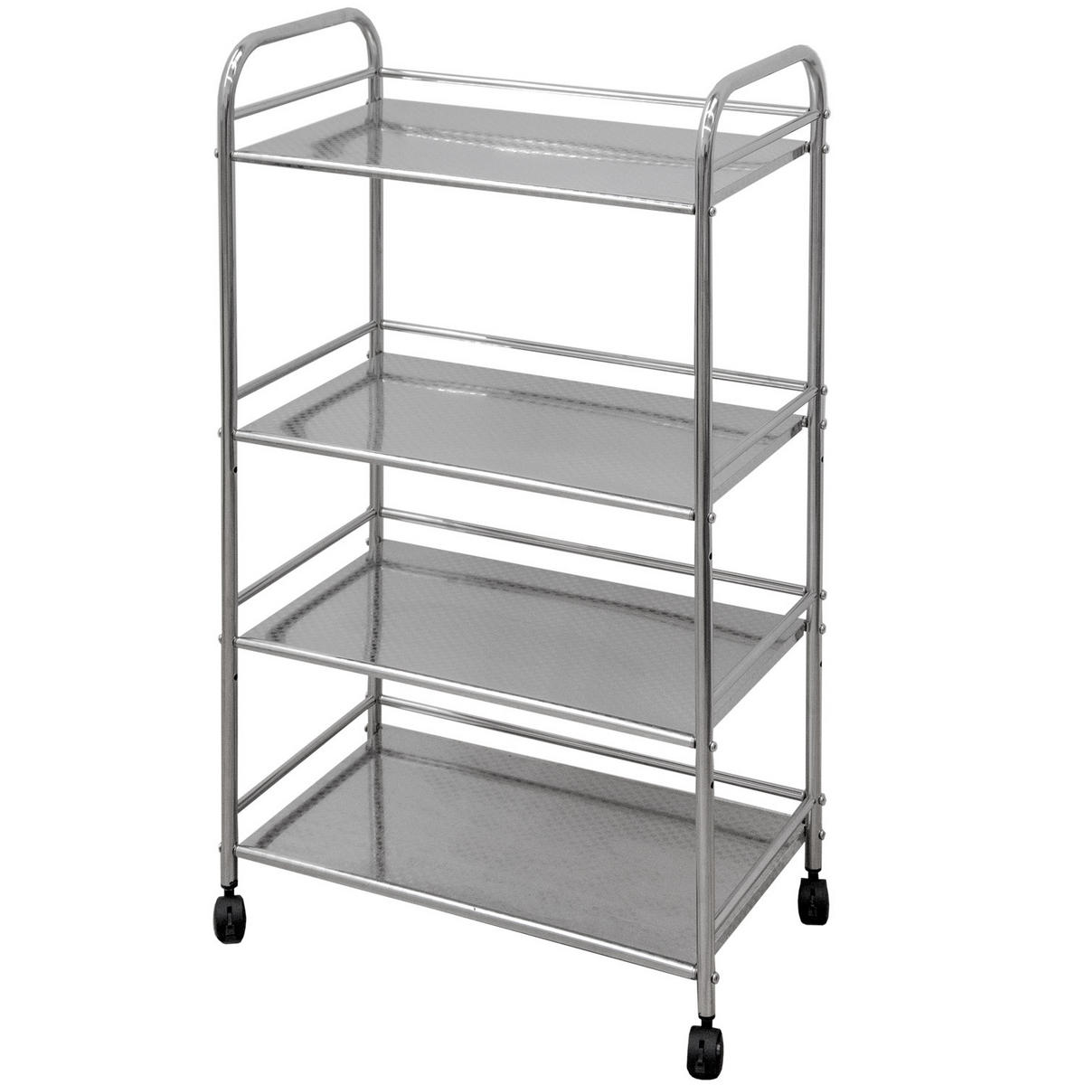 SERVIERWAGEN 60/35/100 cm mit 4 Etagen - Silberfarben, Metall (35/100/60cm) - eyepower