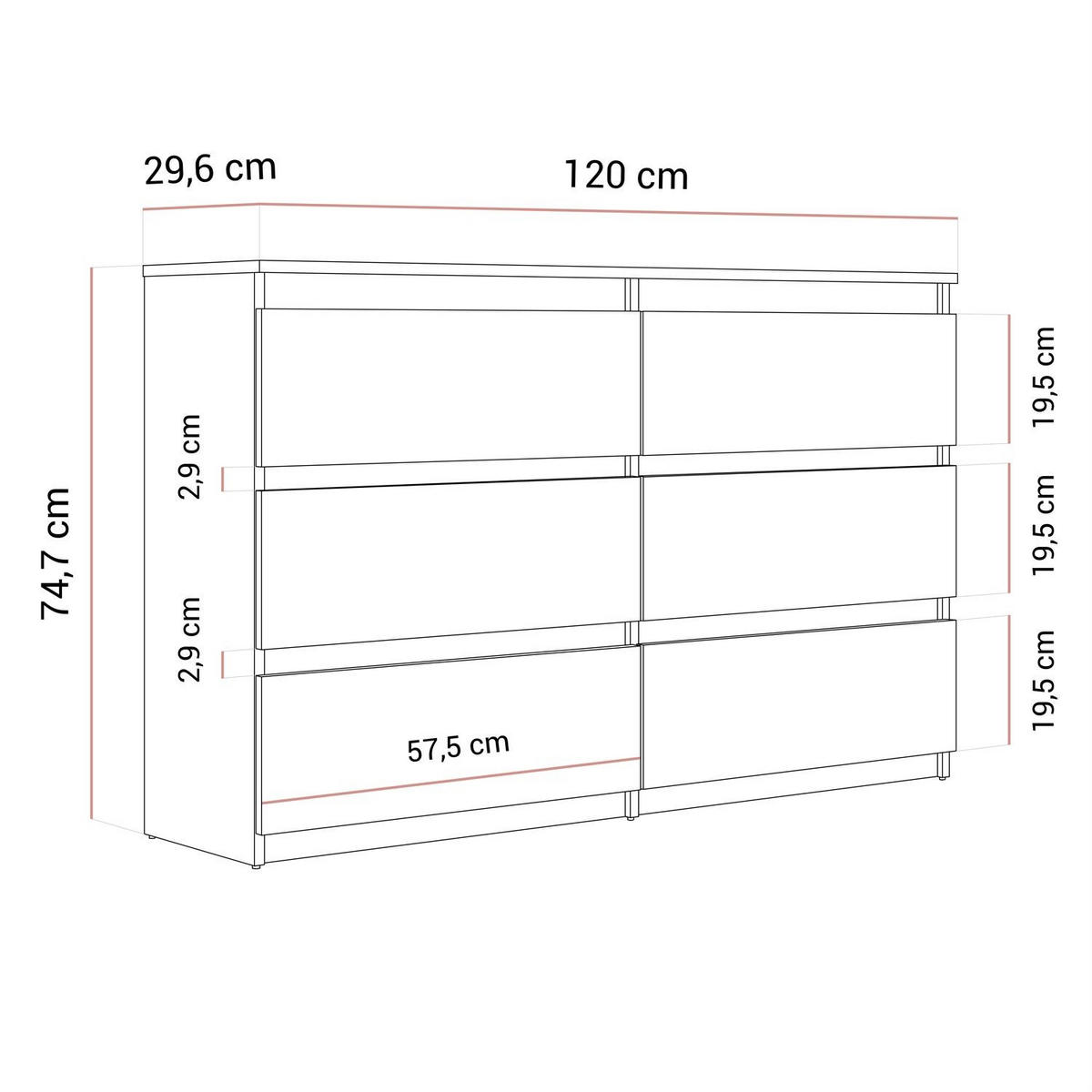 SIDEBOARD HANA M6 Schwarz 120cm - Schwarz, Holzwerkstoff (120/74.4/30cm) - Lookway