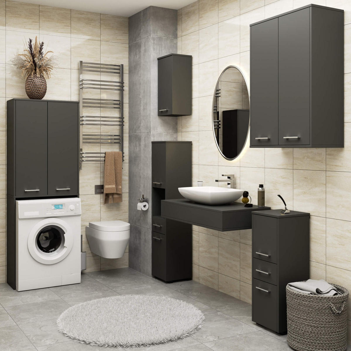 BADKOMMODE Weiß, Weiß Glanz 85/30/30 - Weiß Hochglanz, Holzwerkstoff (30/85/30cm) - RAUMHIRSCH FURNITURE