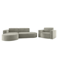 SOFASET Palma In Noel - Hellgrau, Holzwerkstoff/Textil (236/78/165cm) - Fun Möbel