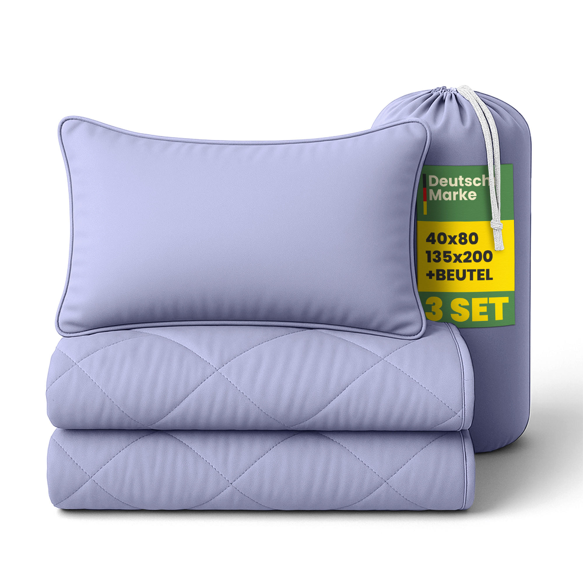 SOMMERBETT für Reisen 2-teilig 135x200/40x80 cm Lavendel - Lila, Textil (135/200cm) - Bestlivings