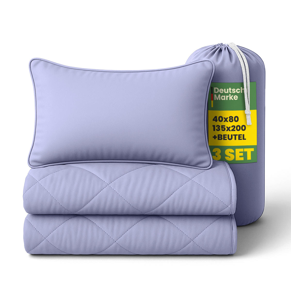 SOMMERBETT für Reisen 2-teilig 135x200/40x80 cm Lavendel - Lila, Textil (135/200cm) - Bestlivings