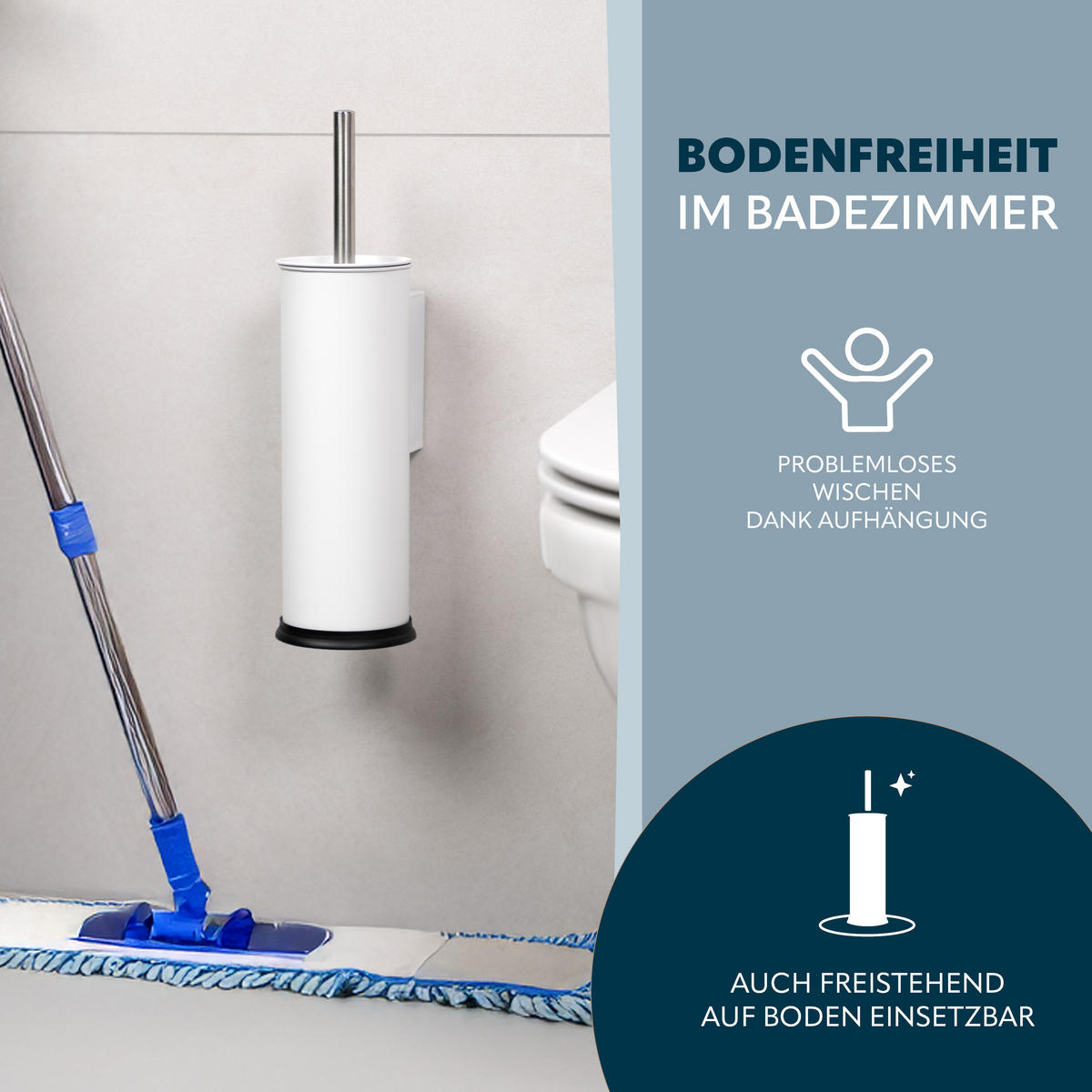 WC-GARNITUR inkl. Wandhalterung, Edelstahl weiß - Weiß, Metall (10/39/13.5cm) - bremermann