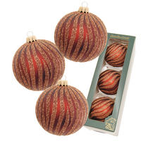 CHRISTBAUMKUGELN Afrika Wellen Braun 8cm (Glas / 3 Stk.) - Braun, Glas (7/8/7cm) - Krebs Glas Lauscha