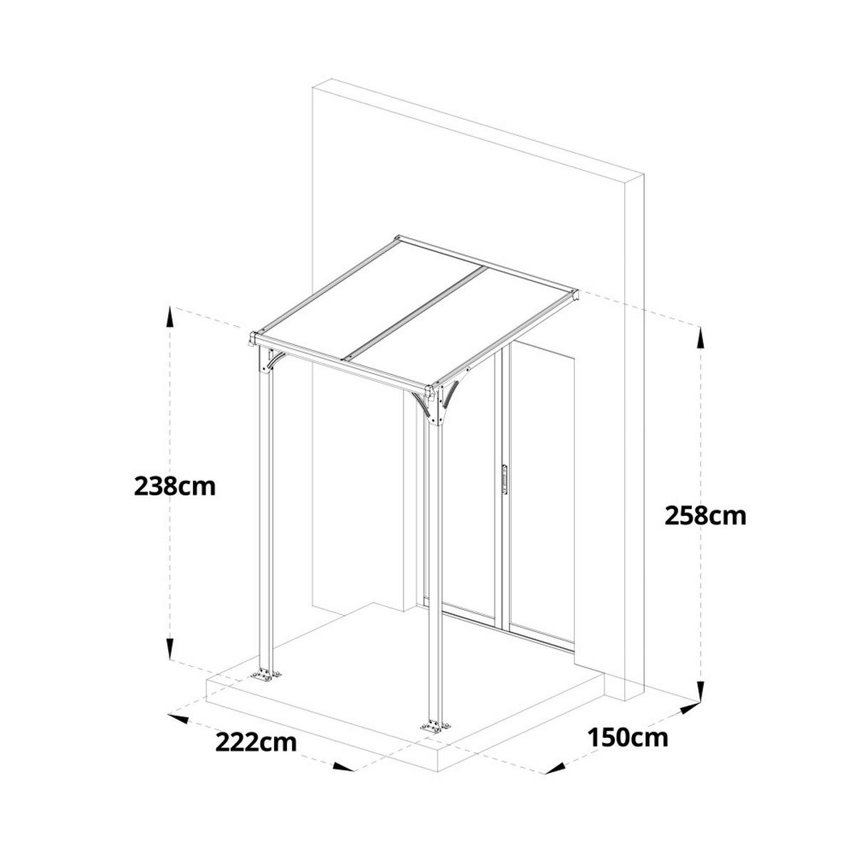 HAUSTÜRVORDACH CUBIS M - M - Anthrazit, Metall (222/258/150cm) - Home Deluxe