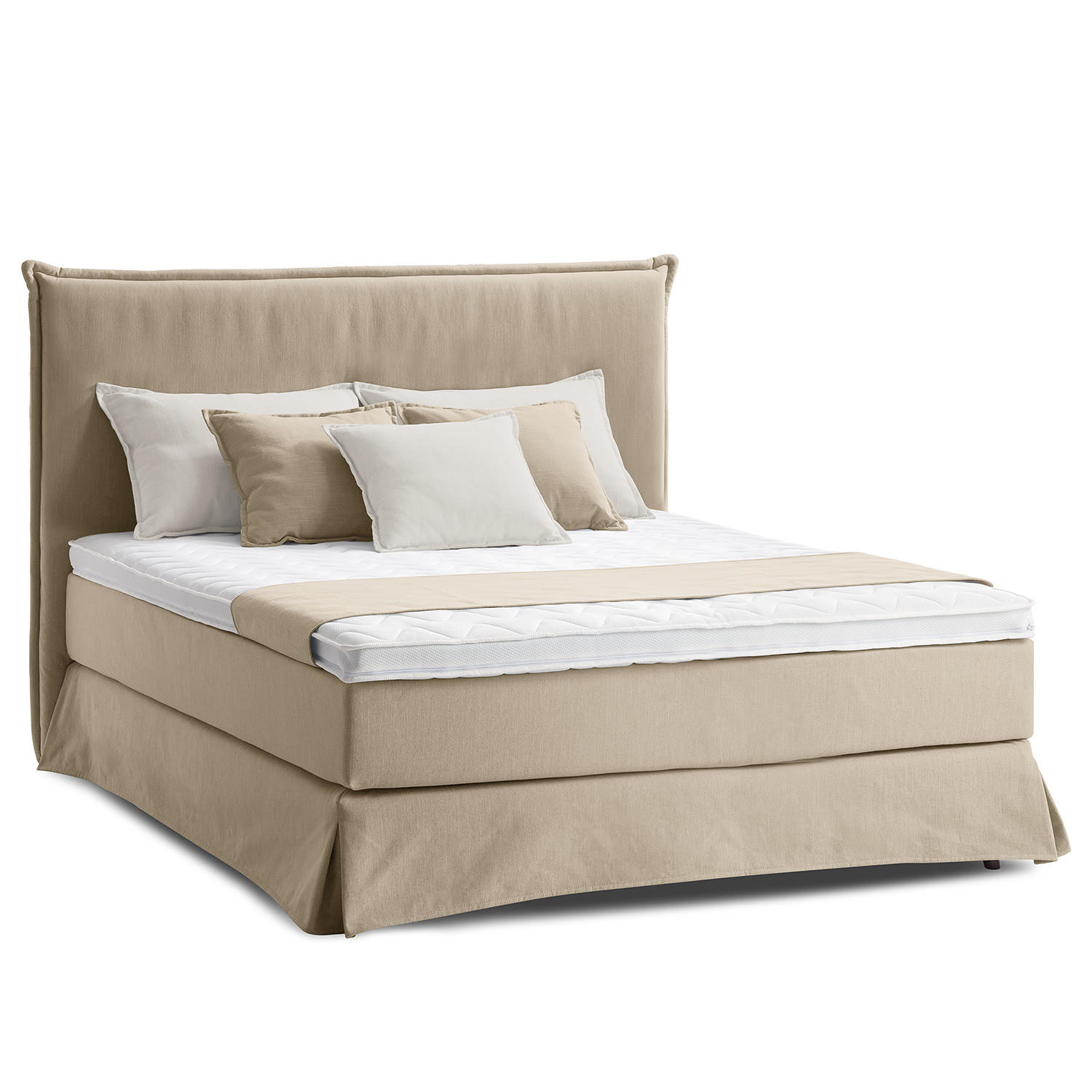 BOXSPRINGBETT mit Husse - Schlammfarben, Textil (160/200cm) - home24