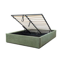 BETTKASTEN bezogen mit samt romy 204/152/36,5 cm - Grün, Holz (190/140cm) - Calicosy