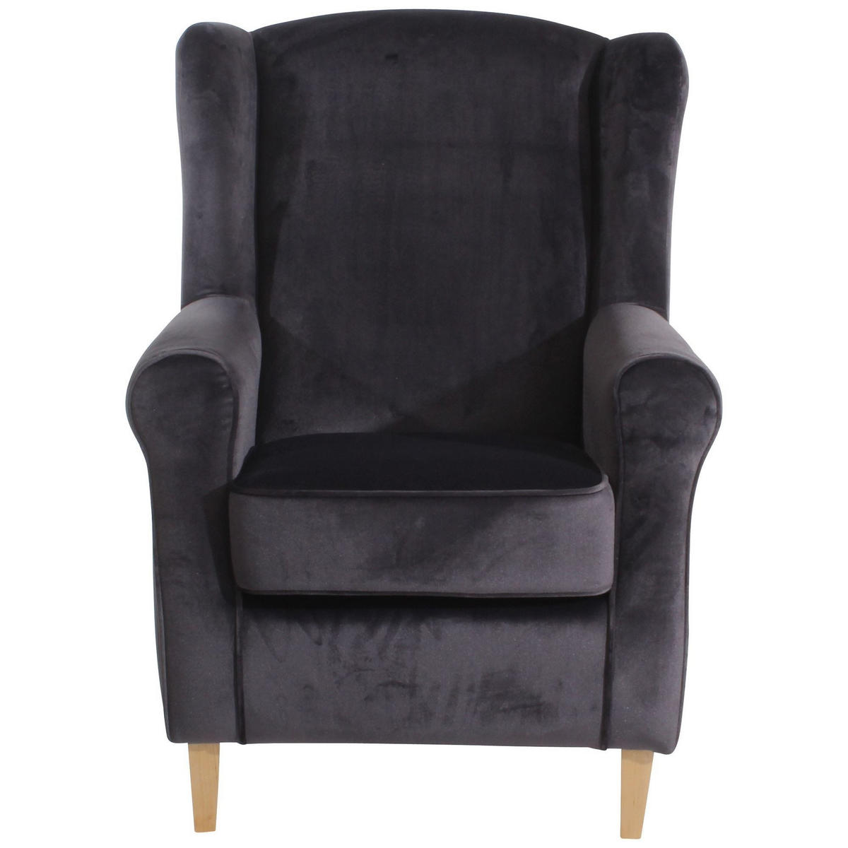 OHRENSESSEL Karlen Bezug Samtvelours Buche natur / anthrazit - Anthrazit, Kunststoff (86/103/77cm) - 58aufmkessel