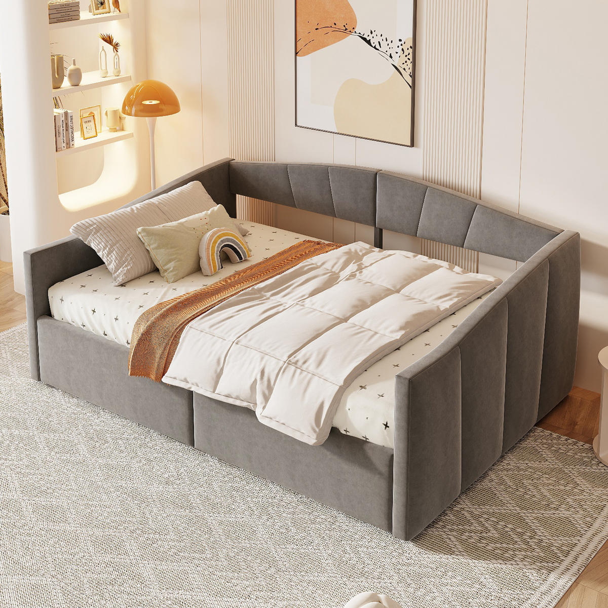 POLSTERBETT 140/200 cm mit hydraulischer Lagerung und Armlehnen in Grau - Dunkelgrau, Leder (140/200cm) - OKWISH