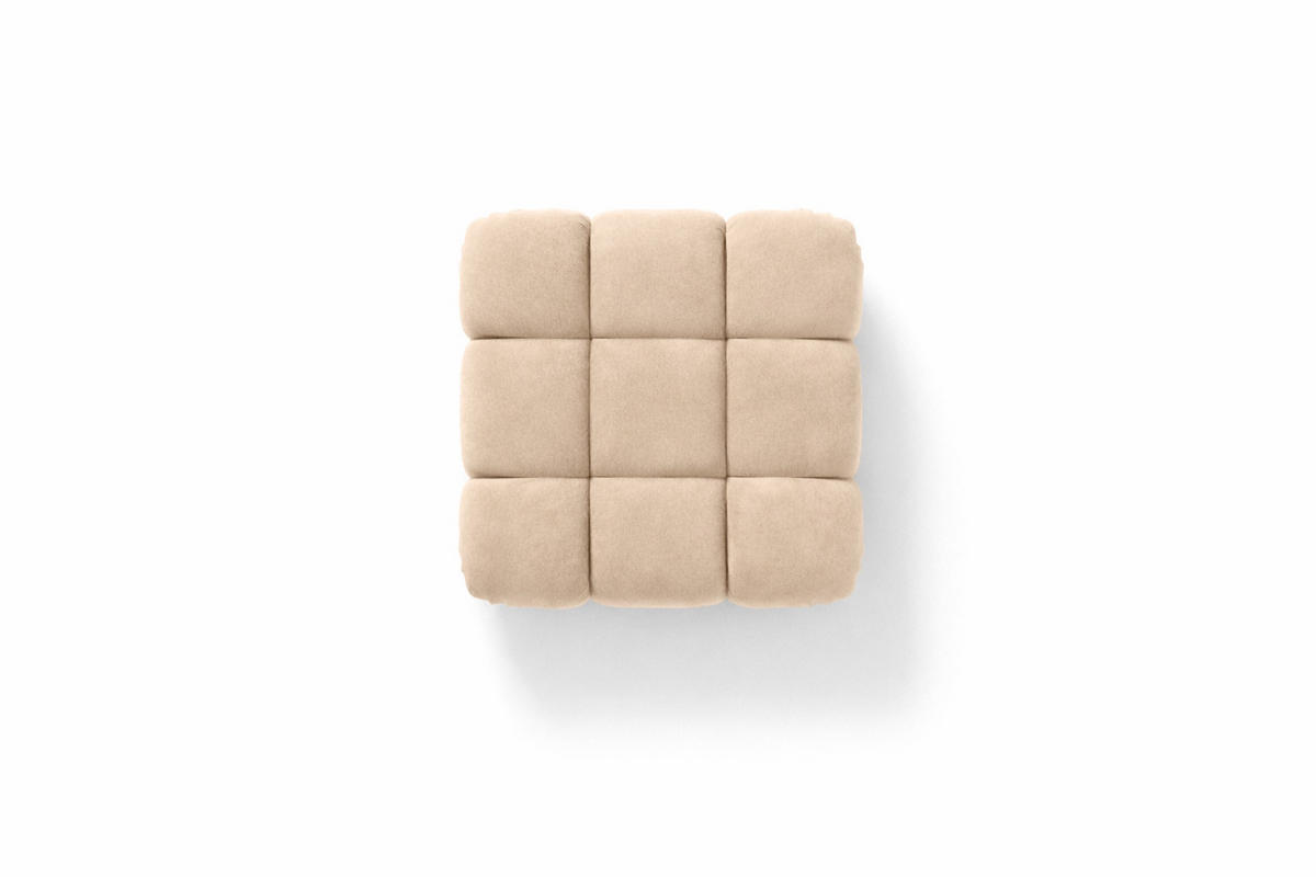 HOCKER Modularer, Veloursstoff Salvador, Beige, Selia - Beige, Holz (95/40/95cm) - Kaiser Möbel