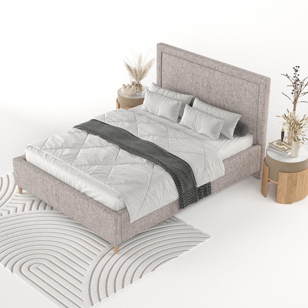 POLSTERBETT Vega 160/200 cm Beige im Neve Stoff - Beige/Naturfarben, Holz/Holzwerkstoff (160/200cm) - AltaBeds