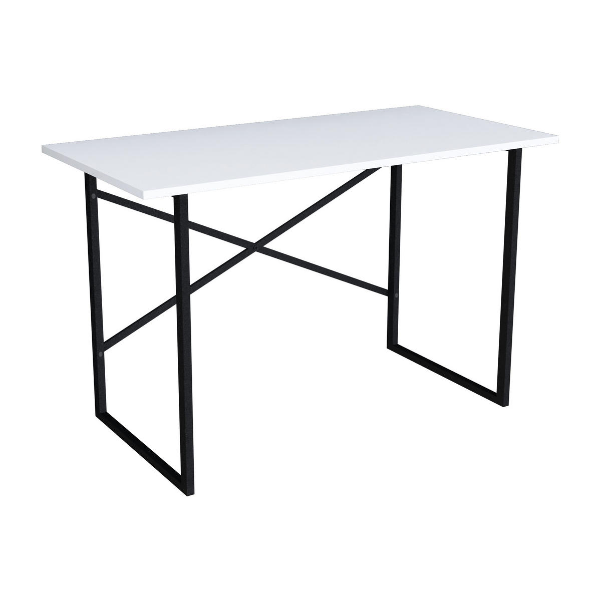 SCHREIBTISCH Tjeldsund - Schwarz/Weiß, Holzwerkstoff/Metall (60/120/75cm) - [en.casa]