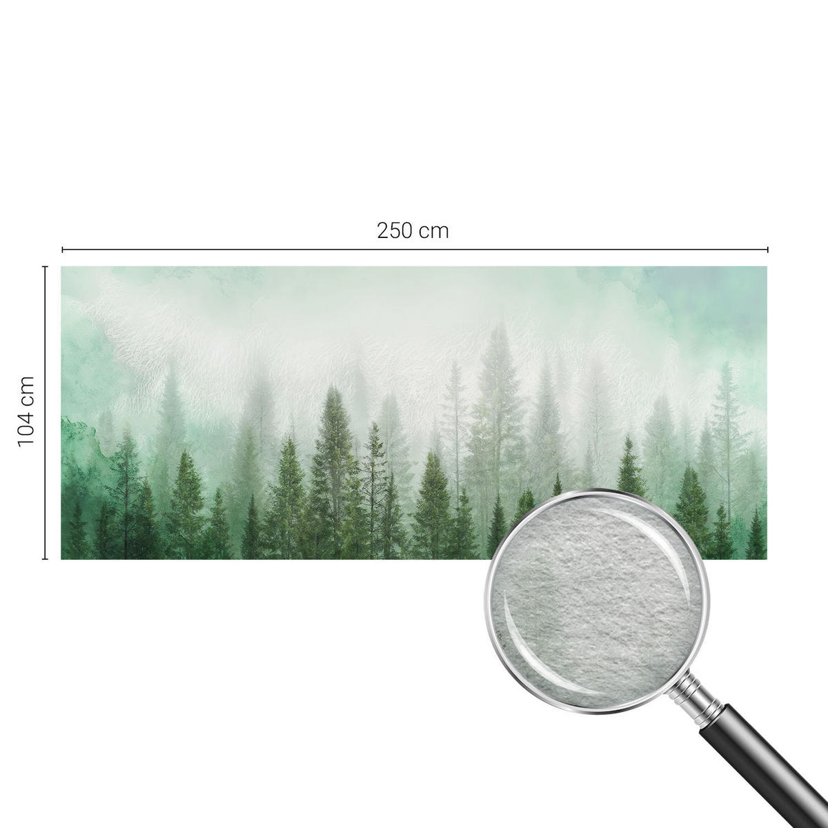 FOTOTAPETE 250x104 cm - Wolf im Wald - Grün, Textil (250/104cm) - Wallfluent