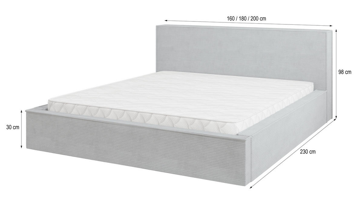 POLSTERBETT CELORA 180x200 cm mit Bettkästen - Lila - Lila, Holz (180/200cm) - MASSENO