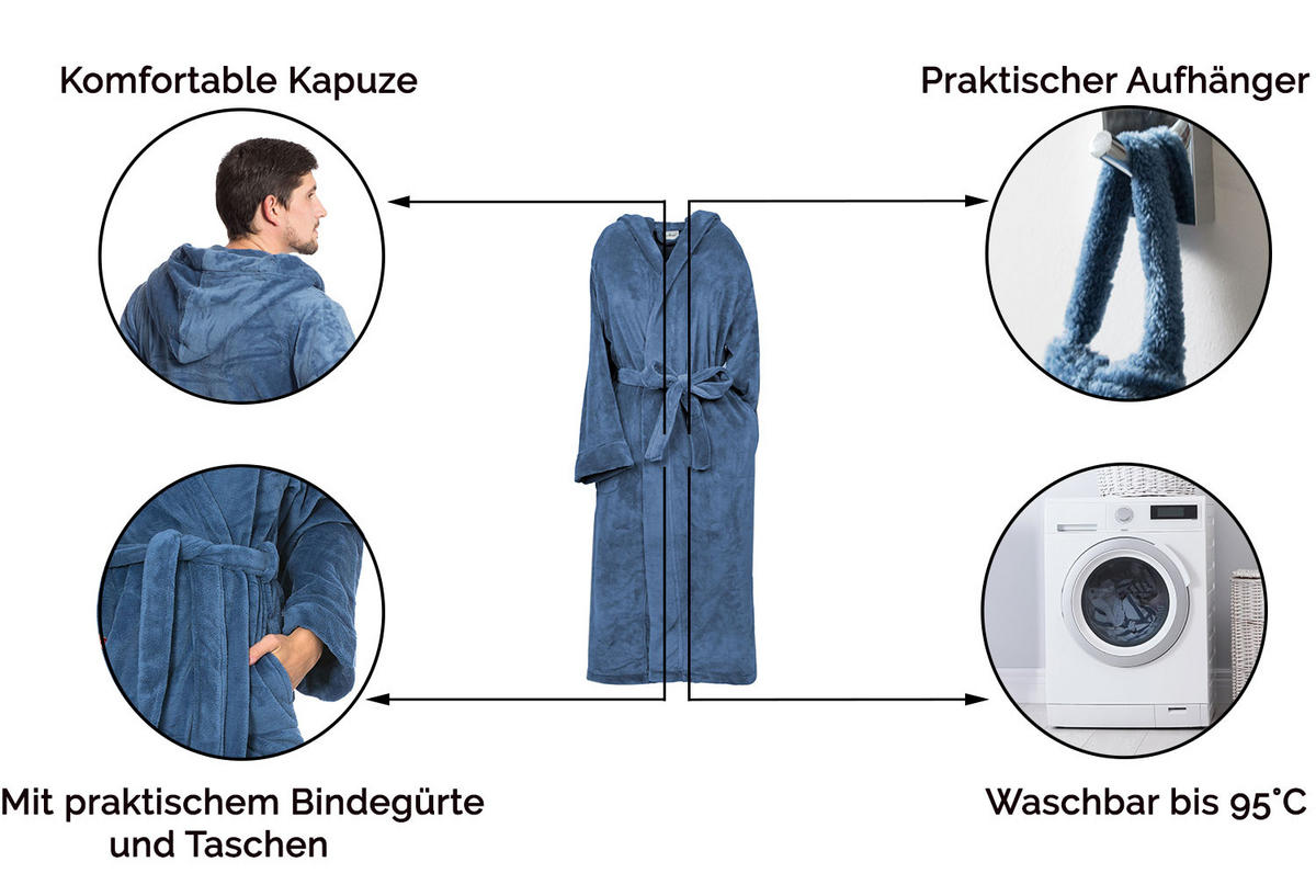 BADEMANTEL, XXL, 100% Polyester, Blau - Dunkelblau, Textil (XXLnull) - Zollner