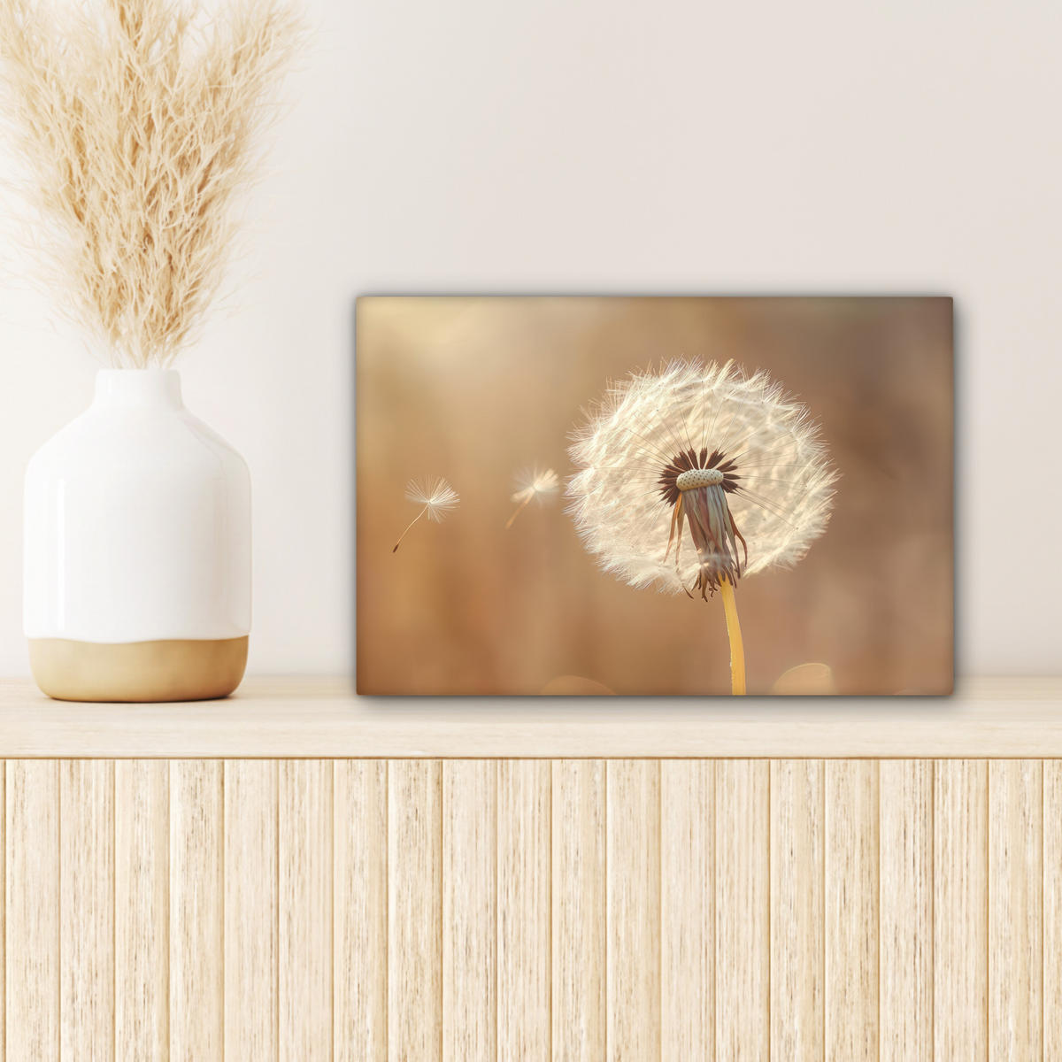 LEINWANDBILD Löwenzahn - Beige - Natur - Blume 30x20 cm - Hellbraun, Textil (30/20cm) - MuchoWow