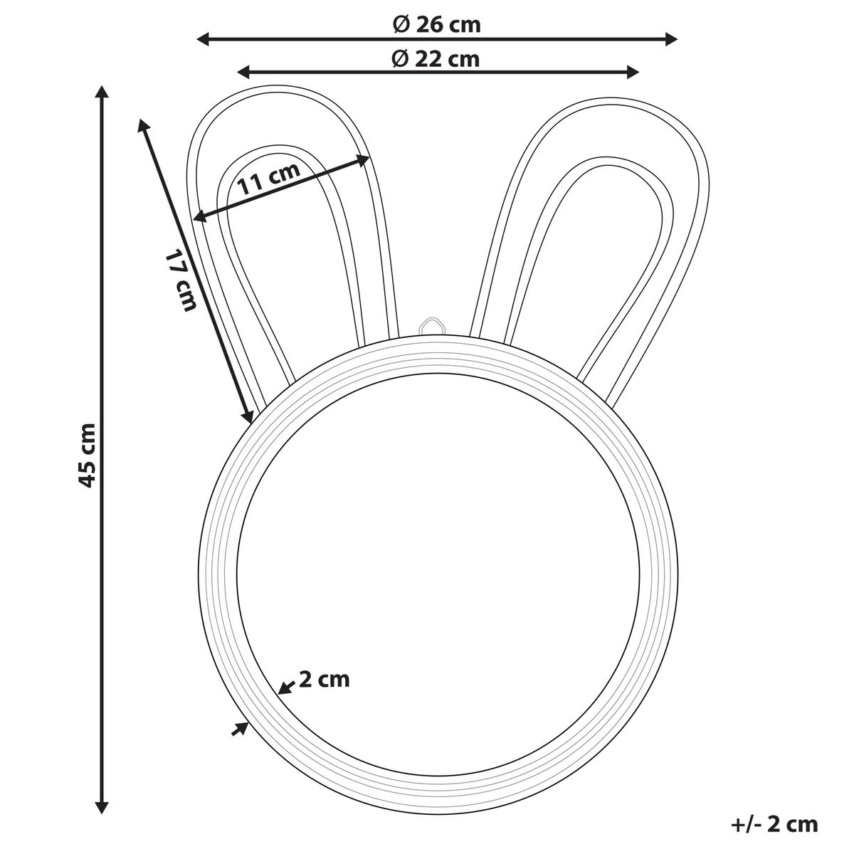 WANDSPIEGEL Rattan natürlich Hasenform 26 cm Golong - Naturfarben, Naturmaterialen (26/45/2cm) - Beliani