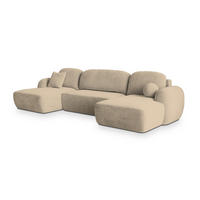 ROHOVÁ SEDAČKA SAVONA béžová - černá/béžová, dřevo/textil (320/148cm) - MASSENO