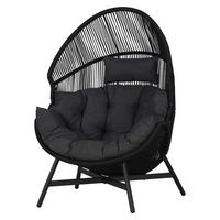 GARTENSESSEL, Benny, Schwarz, Rattan, 98 x 100 x 142 cm - Schwarz, Naturmaterialien (98/142/100cm) - ebuy24