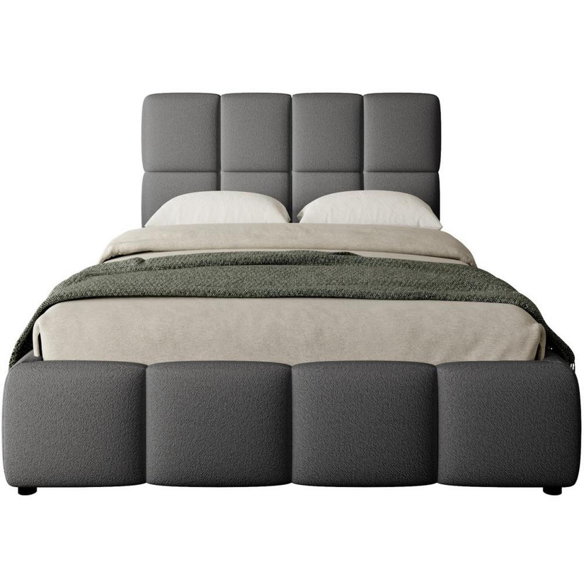 POLSTERBETT Nostro mit Bettkasten 160x200 cm dunkelgrau - Dunkelgrau/Schwarz, Textil (160/200cm) - Beautysofa