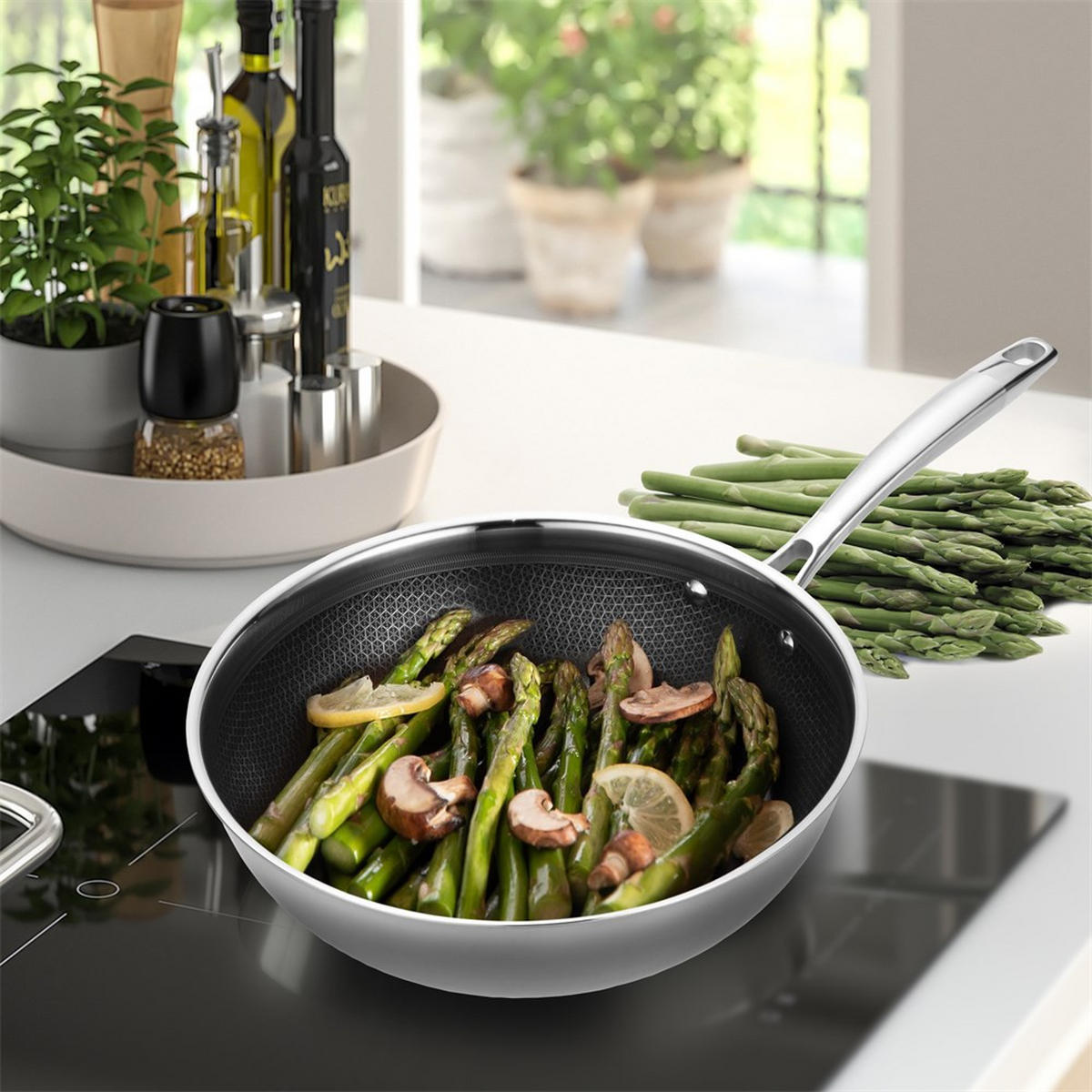 WOK Silber 53/30/9 cm MR122430 - Silberfarben, Metall (30cm) - Maestro 