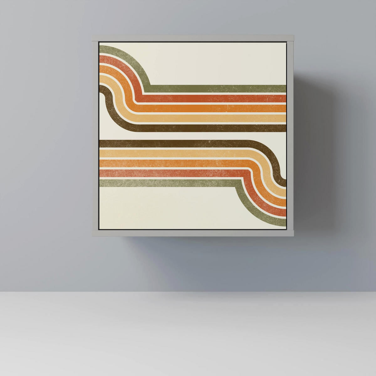 SIDEBOARD EXCEPTIONAL STREAM, Grau, 57,5x42x77,5 cm, Schräge Buchenholzfüße - Buchefarben/Multicolor, Holzwerkstoff/Buchenholz (57.5/77.5/42cm) - SpaceRebels