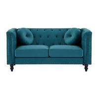 SOFA ohne Schlafmöglichkeit - 2 Personen - Samt, Stoff - Blaugrün - - Grün, Textil (163/79/77cm) - Vente-Unique