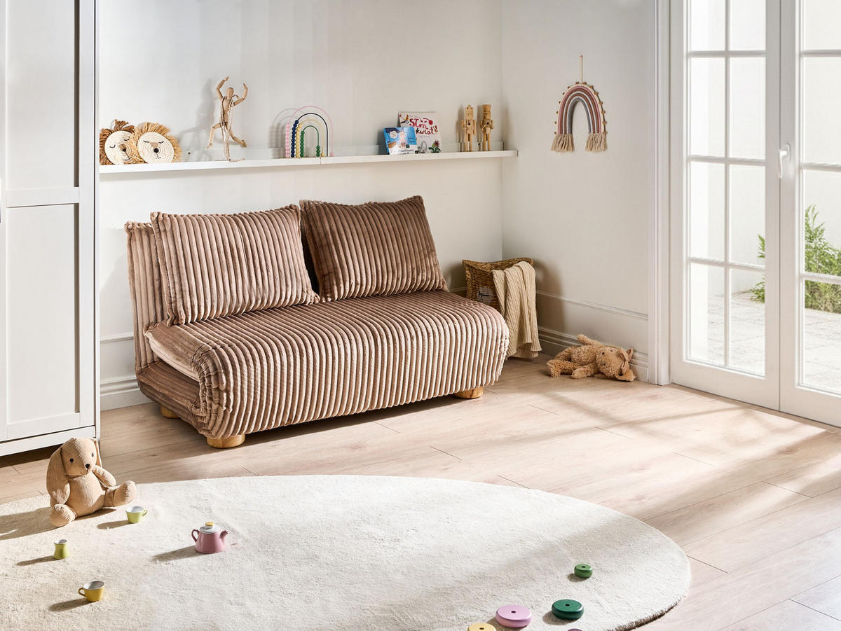 CANAPEA EXTENSIBILĂ cu 2 locuri reps reiat maro deschisă Abisko - maro/negru, material textil (140/80/82cm) - Beliani