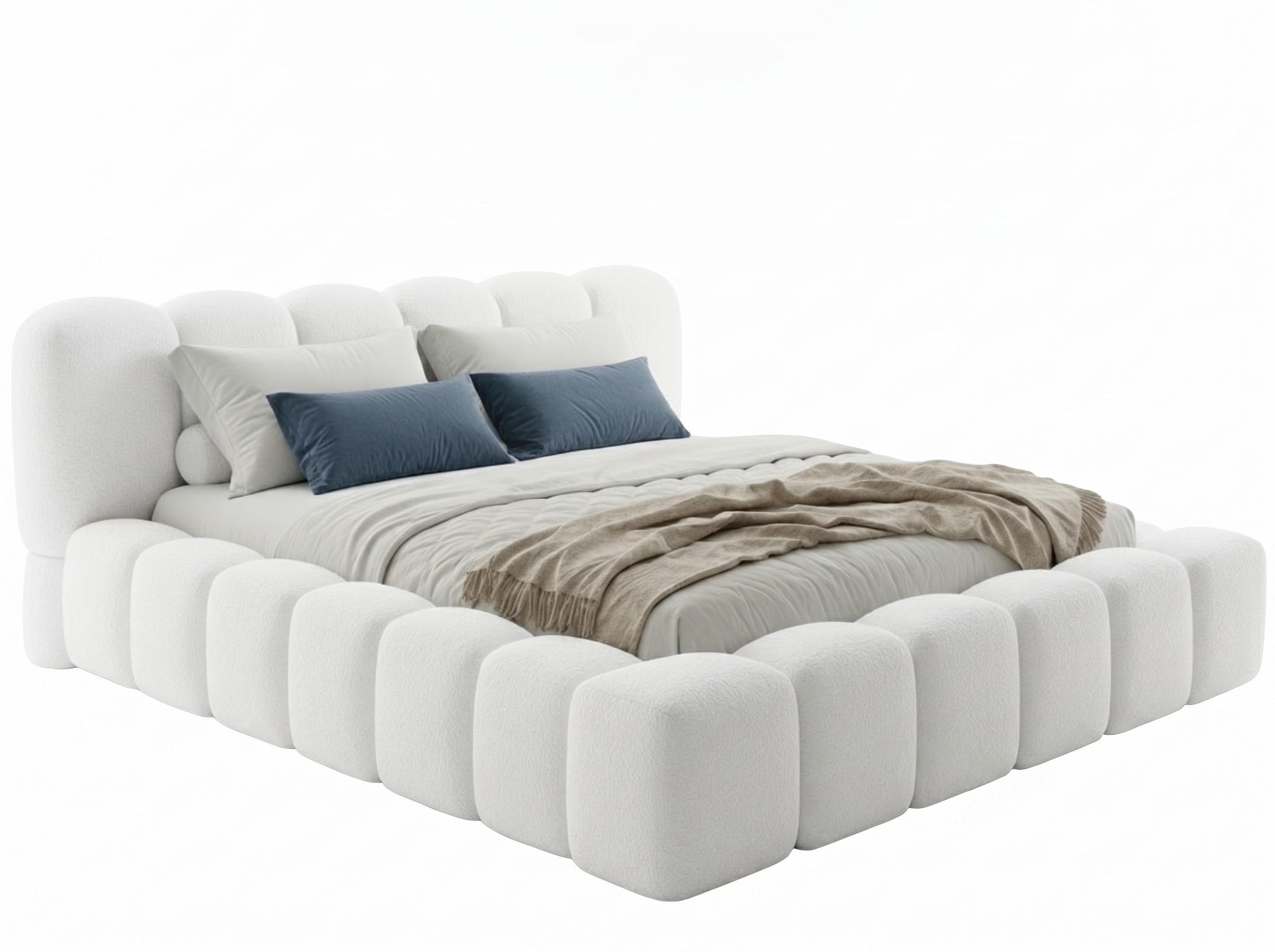 POLSTERBETT Milia Offwhite 160/200 cm Boucle mit Bettkasten - Weiß, Textil/Metall (160/200cm) - wonello