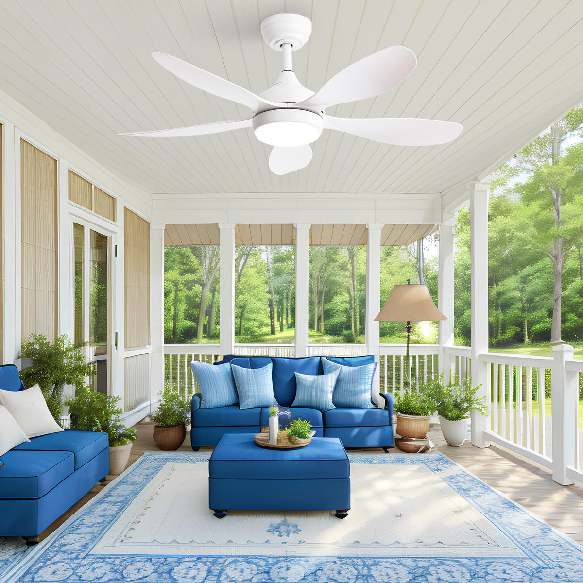 DECKENVENTILATOR DE-16328 42 Zoll dimmbar mit LED & Fernbedienung - Weiß, Kunststoff (106.6/106.6/47.5cm) - ComfortXL