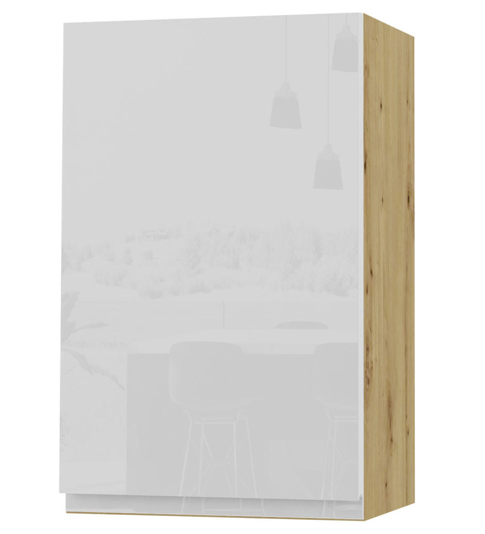 Feldmann-Wohnen Hängeschrank Weiß Hochglanz, Eiche Artisan 45x72x32.5 cm
