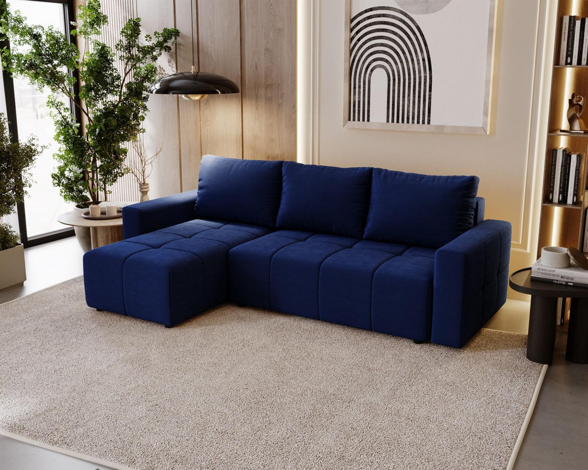 ECKSOFA Noha In Kronos - Dunkelblau, Holzwerkstoff/Textil (231/142cm) - Fun Möbel