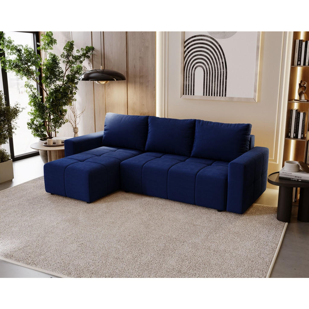 Thumbnail - Fun Möbel Ecksofa, Dunkelblau, Textil, Ottomane links, 231x142 cm, Wohnzimmer, Sofas & Couches, Wohnlandschaften, Ecksof...