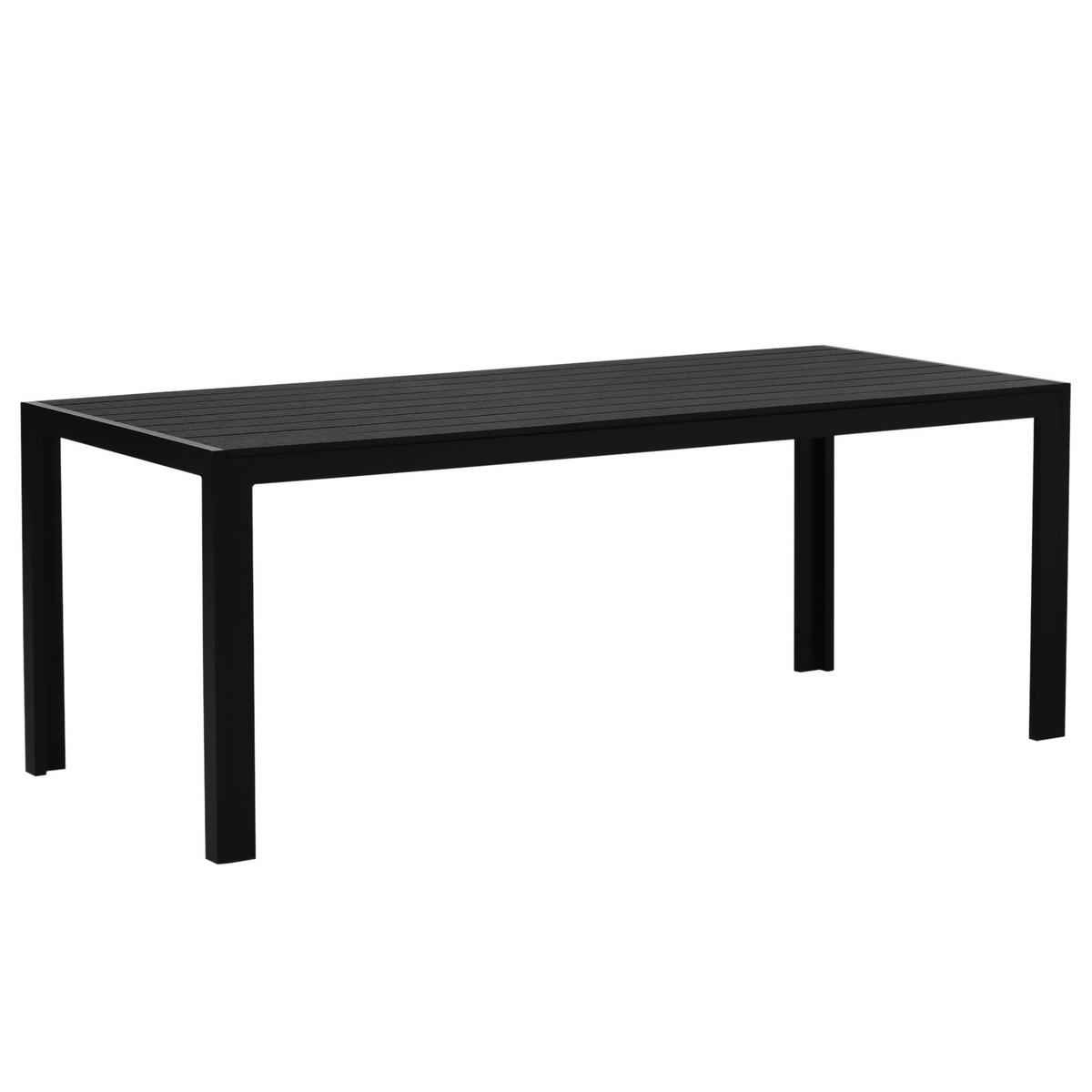 GARTENTISCH DE-07288 wetterfest mit Holzoptik Schwarz - Schwarz, Holzwerkstoff/Metall (190/84.5/72cm) - ComfortXL