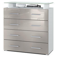 KOMMODE Pavos Sandgrau Hochglanz - Sandfarben, Holzwerkstoff (76/81/35cm) - Vladon