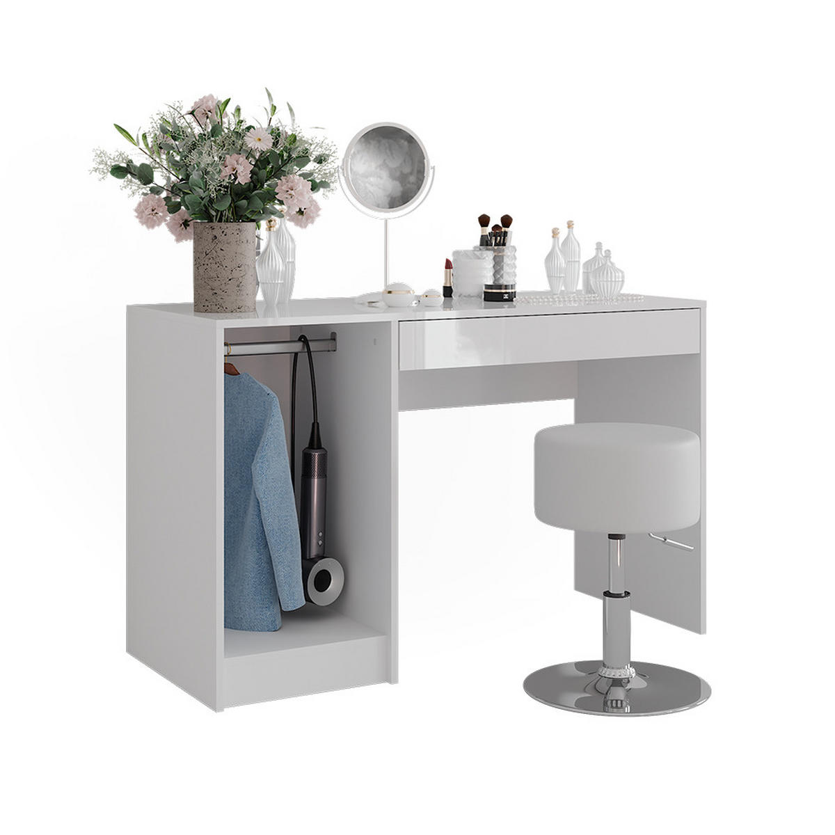 TOALETNÍ STOLEK Sherry Bílá/bílý vysoký lesk - vysoce lesklá bílá, kompozitní dřevo (119.8/76/50.1cm) - Vicco