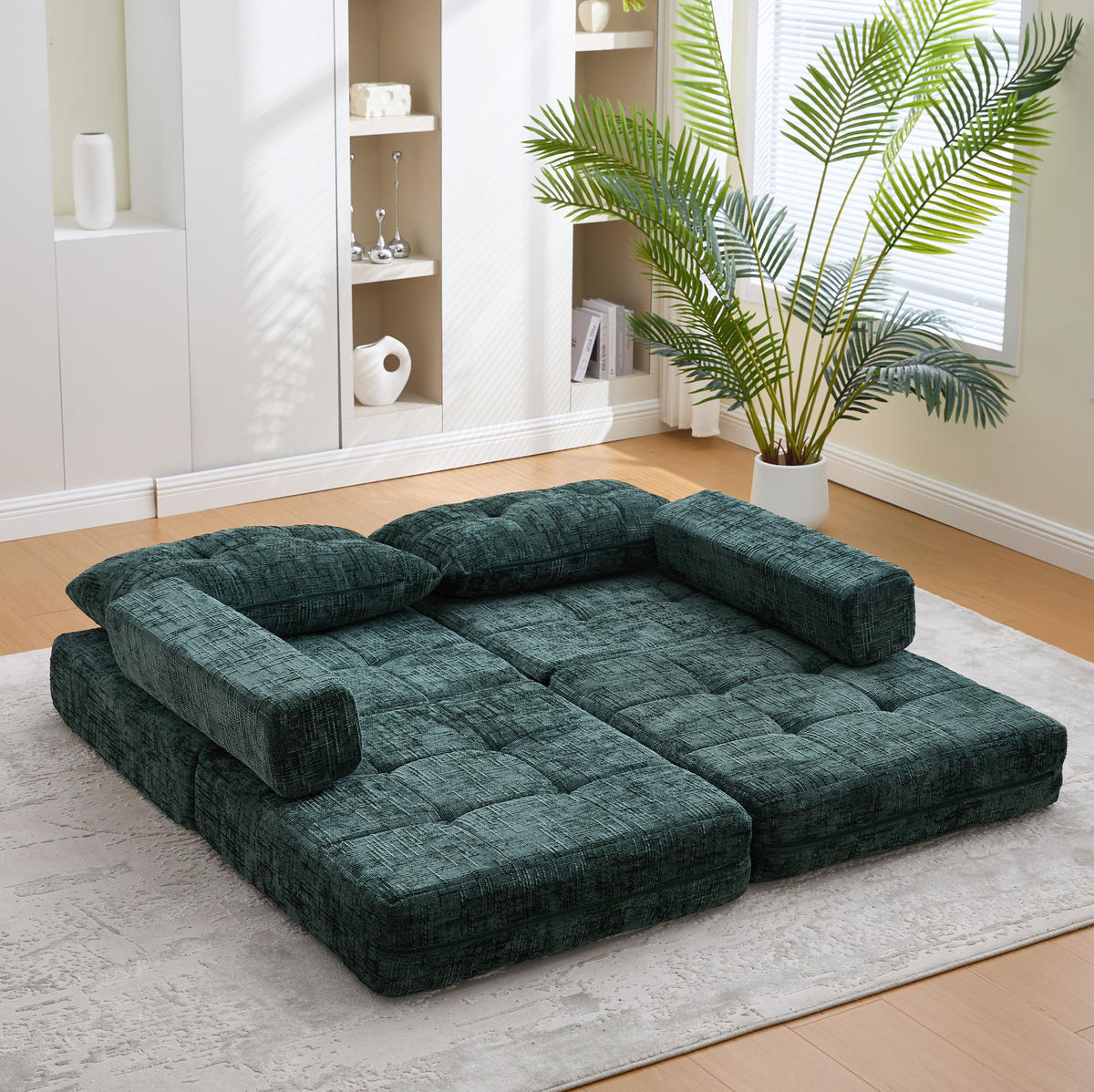 SCHLAFSESSEL klappbar 79x180 cm Chenille Emerald - Grün, Kunststoff (79/57/79cm) - Beauniv
