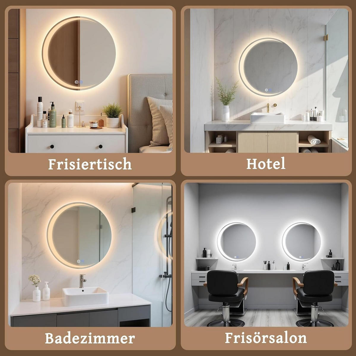 BADSPIEGEL Modern Finng 70/70/2.4 cm - Silberfarben, Glas/Metall (70/2.4/2.4cm) - ZMH