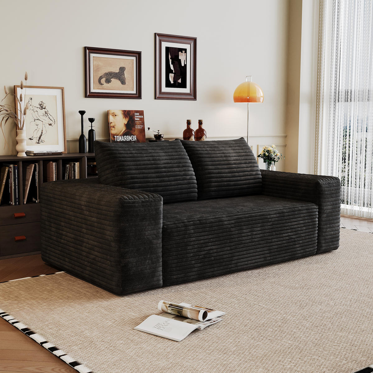 2-SITZER-SOFA DE-34704 Boneless-Modul Schwarz - Schwarz, Textil (90/83/180cm) - ComfortXL