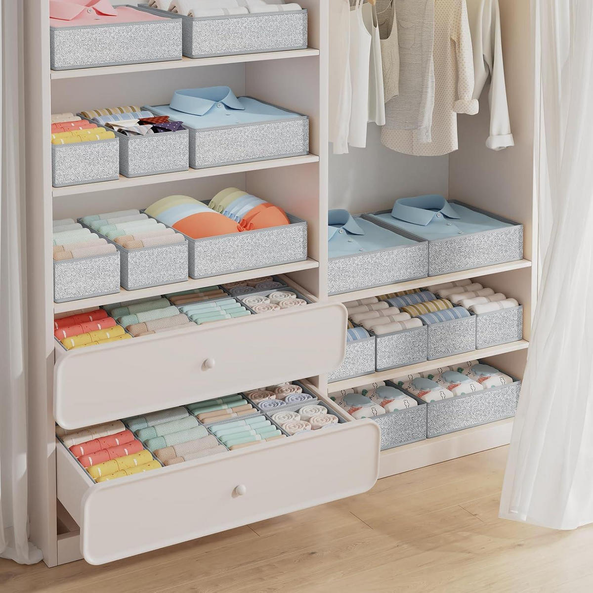 SCHUBLADEN Organizer 12-teiliges Set Grau Meliert - Multicolor, Textil (15/9/30cm)