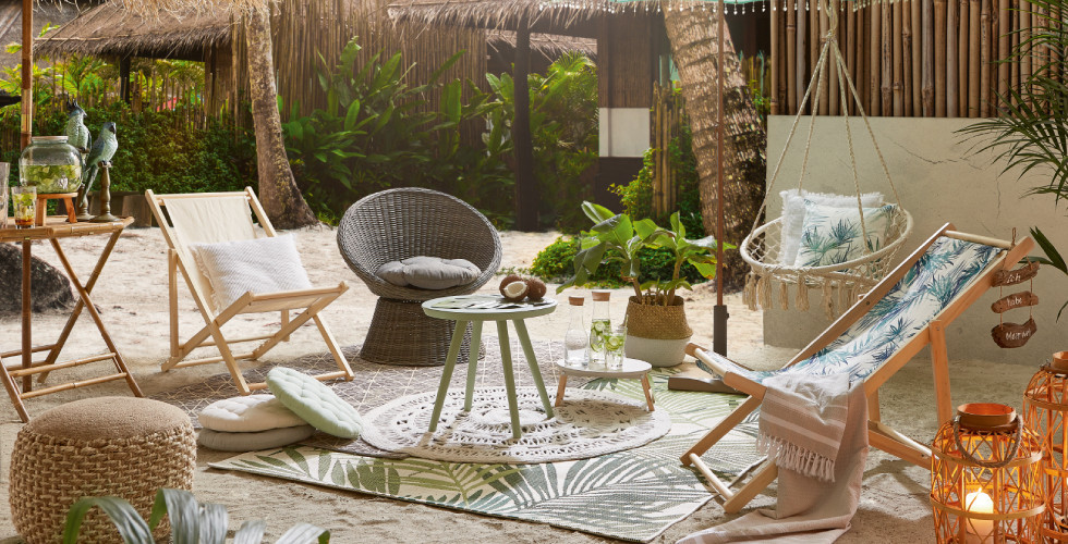 Strandsessel Strandkorb für Botanic Feeling im Garten
