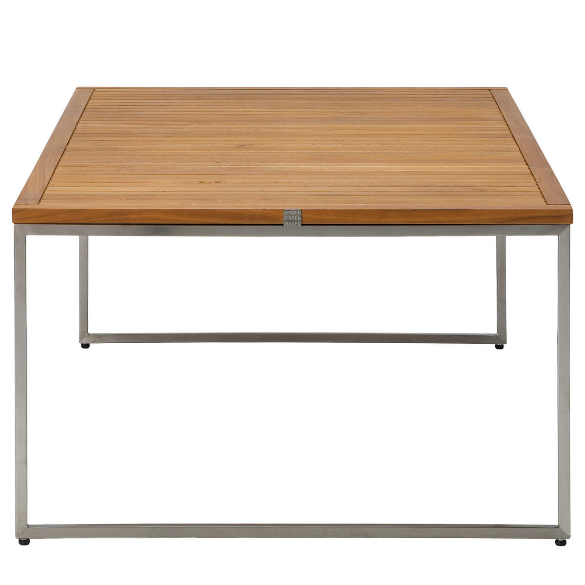 COUCHTISCH - Teak massiv / Edelstahl - Silberfarben/Braun, Holz/Metall (70/120/42cm) - home24