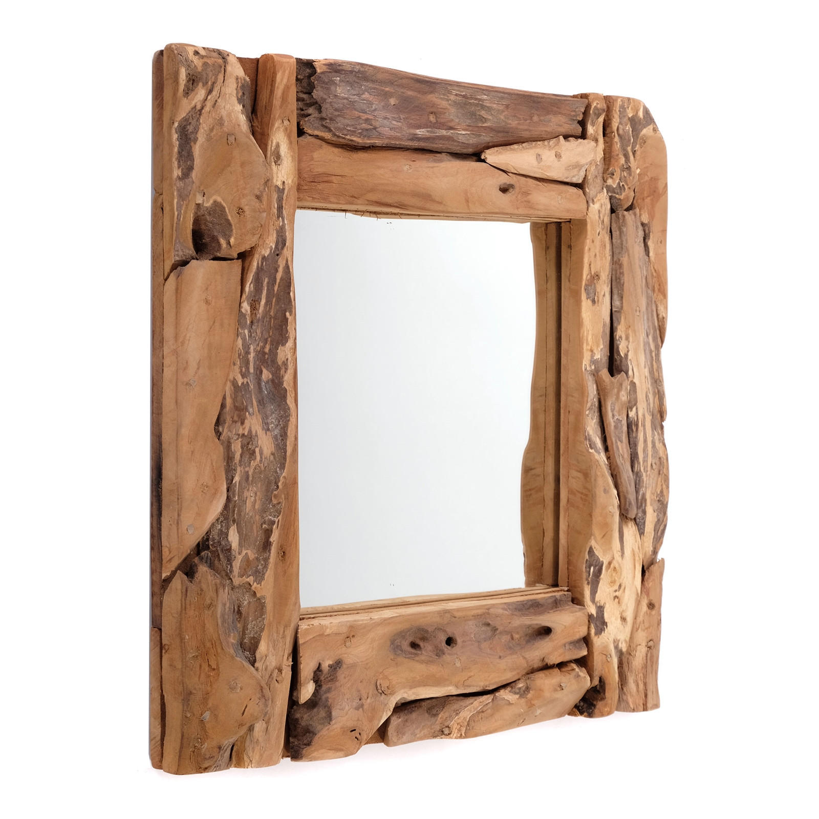 WANDSPIEGEL BEACHSIDE 50x50 cm, Teak Wurzelholz naturfarben - Braun, Holz (50/50/5cm) - DESIGN DELIGHTS