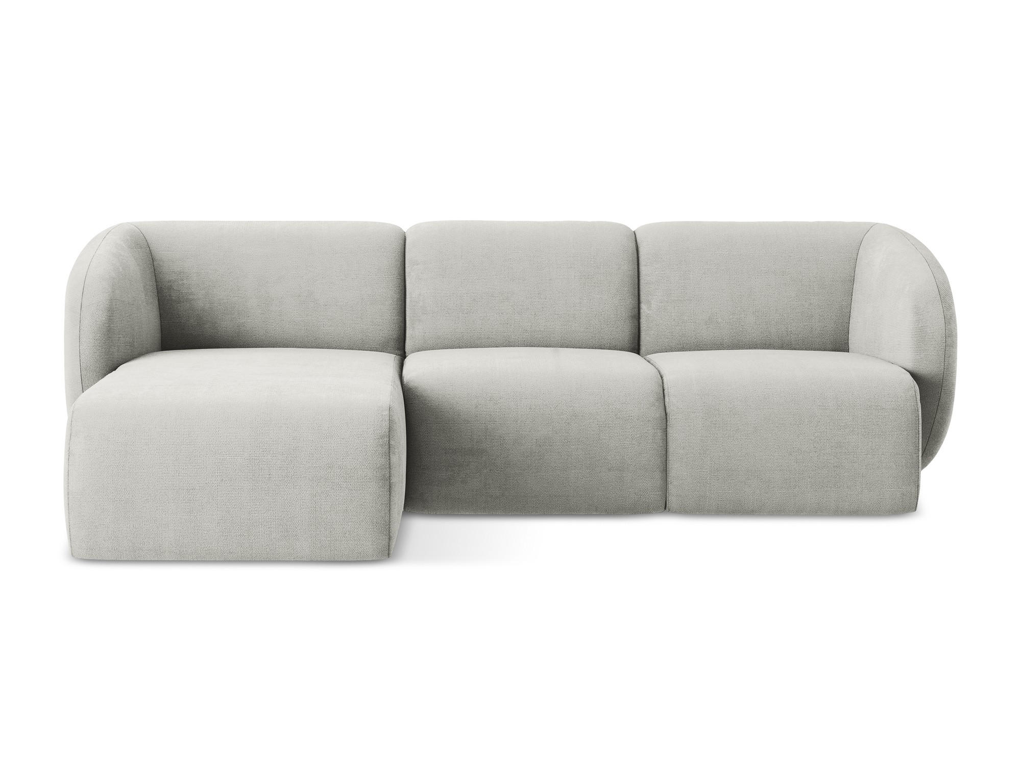 ECKSOFA Links Chenille Stoff Grau - Hellgrau/Schwarz, Holzwerkstoff/Kunststoff (248/166cm) - Makamii